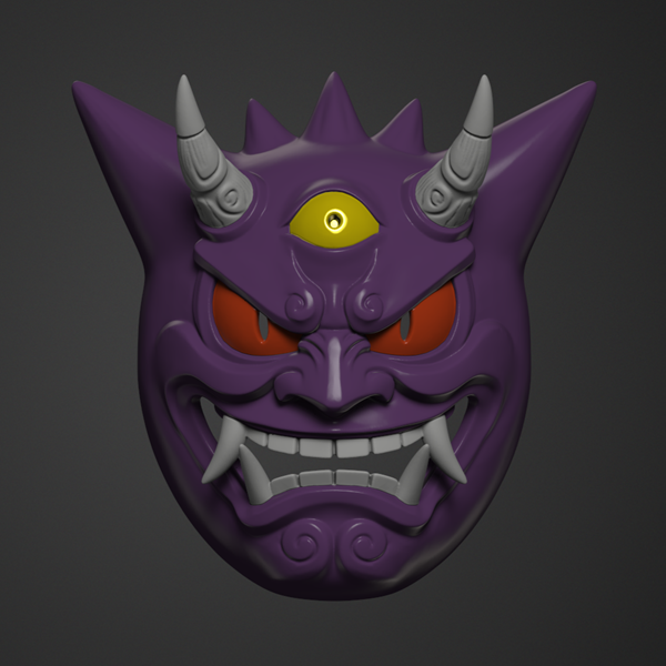 Gengar Oni Mask STL File – 3D Printable Oni Mask for Cosplay