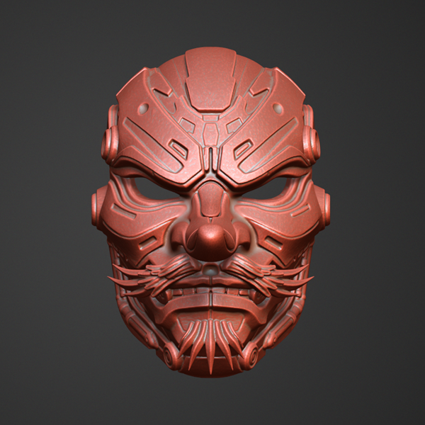Cyber Tengu Mask STL File – 3D Printable Japanese Demon Mask for Cosplay